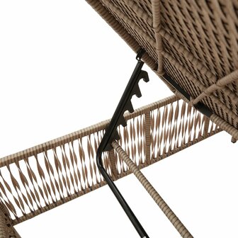Ligbed met kussen poly rattan beige