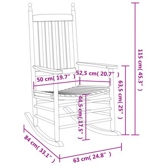 Schommelstoelen met gebogen zitting 2 st massief vurenhout wit
