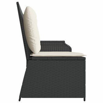 Tuinbankje verstelbaar met kussens poly rattan zwart