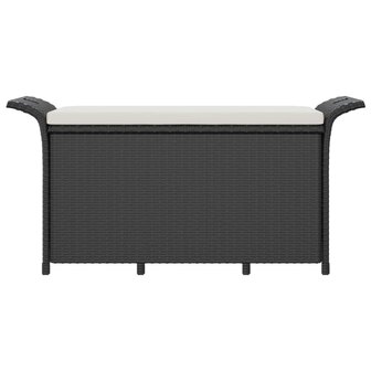 Tuinbank met kussen 116x46x57 cm poly rattan zwart
