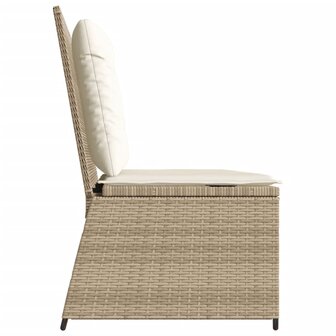 Tuinbankje verstelbaar met kussens poly rattan beige