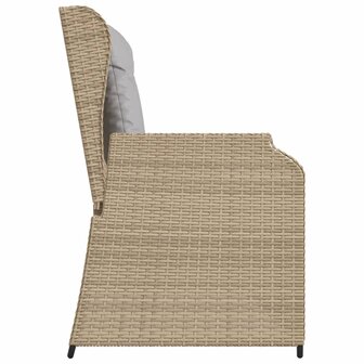 Tuinbankje verstelbaar met kussens poly rattan beige