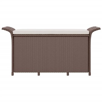 Tuinbank met kussen 116x46x57 cm poly rattan bruin