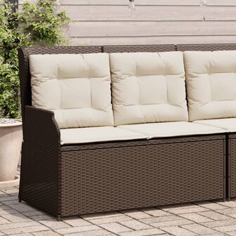 Tuinbankje verstelbaar met kussens poly rattan bruin