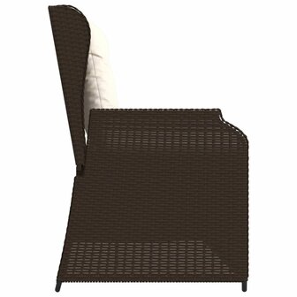 Tuinbankje verstelbaar met kussens poly rattan bruin