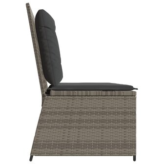 Tuinbankje verstelbaar met kussens poly rattan grijs