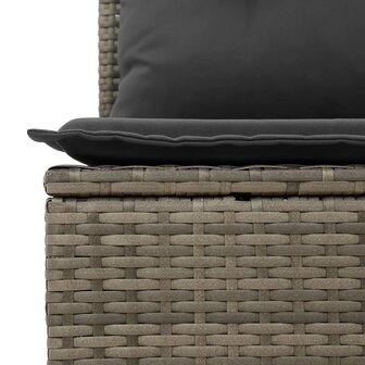 Tuinbankje verstelbaar met kussens poly rattan grijs