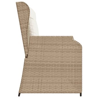 Tuinbankje verstelbaar met kussens poly rattan beige