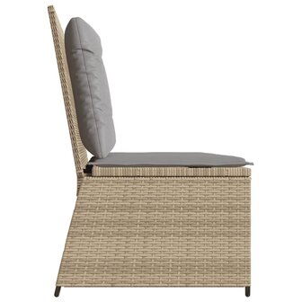 Tuinbankje verstelbaar met kussens poly rattan beige