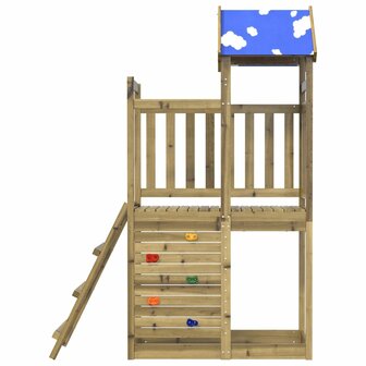 Speeltoren met rotswand 110,5x52,5x215 cm ge&iuml;mpregneerd hout