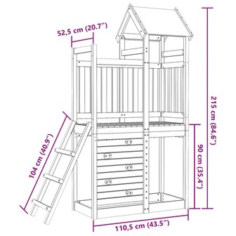 Speeltoren met rotswand 110,5x52,5x215 cm ge&iuml;mpregneerd hout