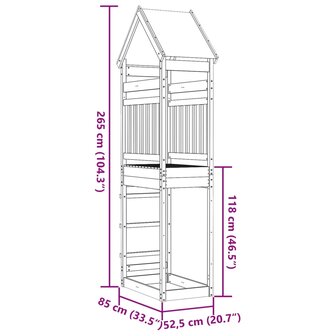 Speeltoren 85x52,5x265 cm ge&iuml;mpregneerd grenenhout