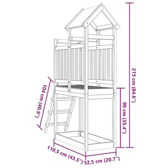 Speeltoren met ladder 110,5x52,5x215 cm massief grenenhout