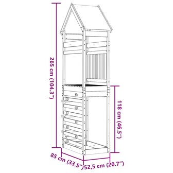 Speeltoren met klimwand 85x52,5x265 cm ge&iuml;mpregneerd hout