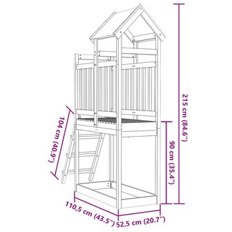 Speeltoren met ladder 110,5x52,5x215 cm massief douglashout