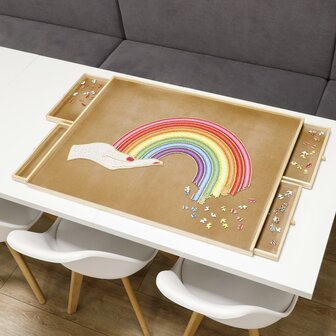 Puzzeltafel met 4 lades 76x57x4,5 cm hout
