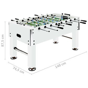 Voetbaltafel 60 kg 140x74,5x87,5 cm staal wit