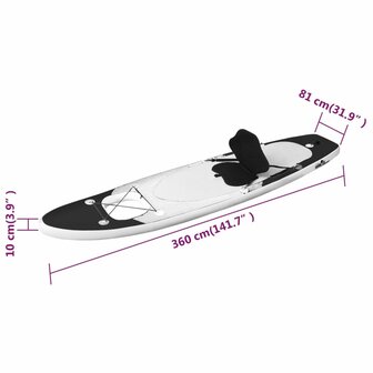 Stand Up Paddleboardset opblaasbaar 360x81x10 cm zwart