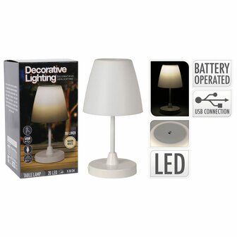 Tafellamp LED oplaadbaar 13x30 cm wit
