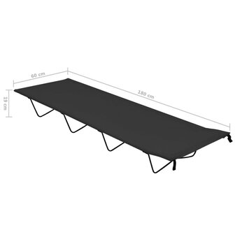 Campingbedden 2 st 180x60x19 cm oxford stof en staal zwart