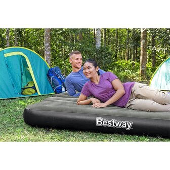 Luchtbed 3-in-1 opblaasbaar 188x99x25 cm zwart en grijs