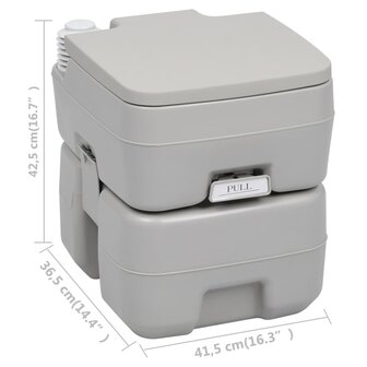 Kampeertoilet draagbaar 20 + 10 L grijs