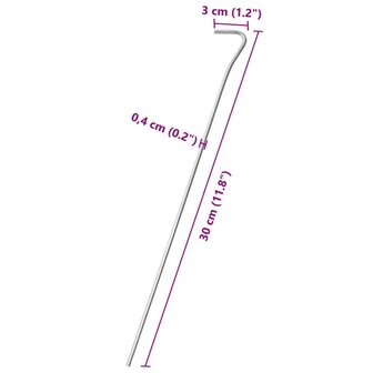 Tentharingen 50 st &Oslash;4 mm 30 cm gegalvaniseerd staal
