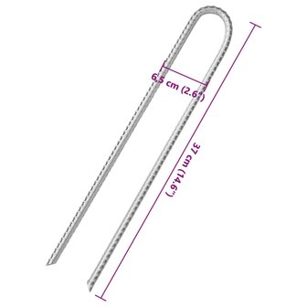Tentharingen 12 st U-vormig &Oslash;10 mm 37 cm gegalvaniseerd staal