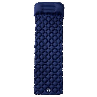 Kampeermatras met kussen opblaasbaar 1-persoons marineblauw