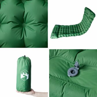 Kampeermatras met kussen zelfopblazend 1-persoons groen