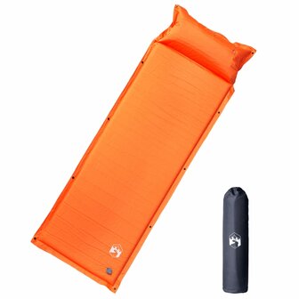 Kampeermatras met kussen zelfopblazend 1-persoons oranje