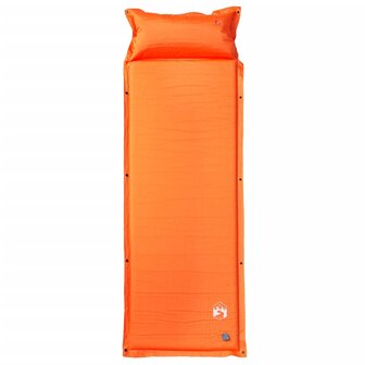 Kampeermatras met kussen zelfopblazend 1-persoons oranje