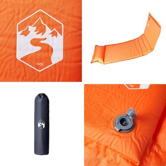 Kampeermatras met kussen zelfopblazend 1-persoons oranje