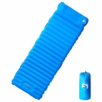 Kampeermatras met kussen zelfopblazend 1-persoons blauw