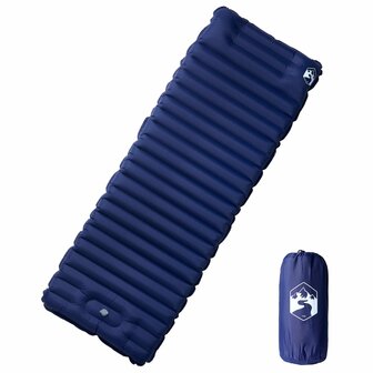Kampeermatras met kussen zelfopblazend 1-persoons marineblauw