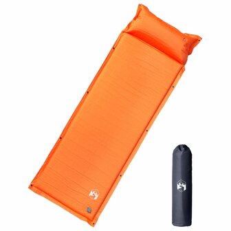 Kampeermatras met kussen zelfopblazend 1-persoons oranje