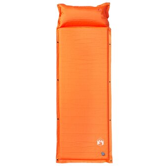 Kampeermatras met kussen zelfopblazend 1-persoons oranje