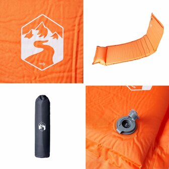 Kampeermatras met kussen zelfopblazend 1-persoons oranje