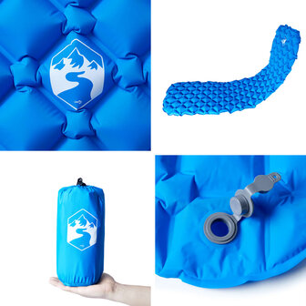 Kampeermatras opblaasbaar 190x58x6 cm 1-persoons blauw
