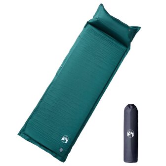 Kampeermatras met kussen zelfopblazend 1-persoons groen