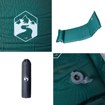 Kampeermatras met kussen zelfopblazend 1-persoons groen