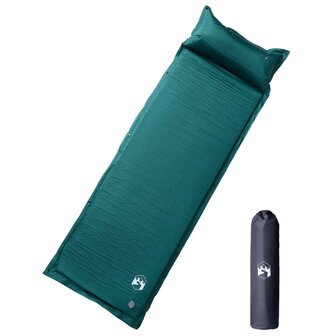 Kampeermatras met kussen zelfopblazend 1-persoons groen