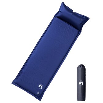Kampeermatras met kussen zelfopblazend 1-persoons marineblauw