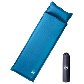 Kampeermatras met kussen zelfopblazend 1-persoons turquoise