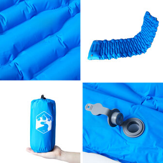 Kampeermatras met kussen zelfopblazend 1-persoons blauw
