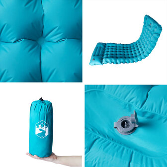 Kampeermatras met kussen zelfopblazend 1-persoons blauw
