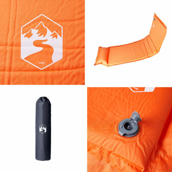Kampeermatras met kussen zelfopblazend 1-persoons oranje