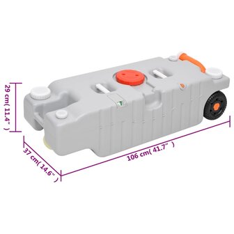 Kampeerwasbak met watertank op wielen grijs