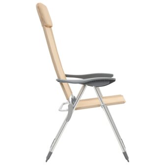 Campingstoelen 2 st inklapbaar aluminium cr&egrave;mewit