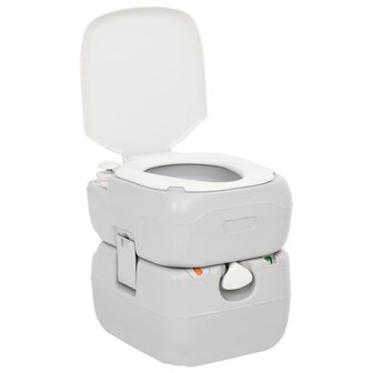 Campingtoilet draagbaar 22+12 L HDPE grijs en wit
